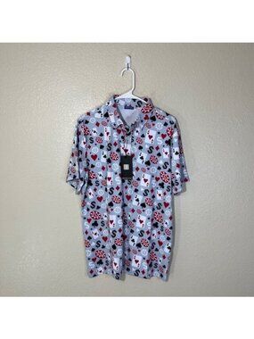 Hreski Mens Small Casino Poker Black Jack Performance Athleisure Golf Polo NEW